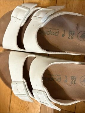 Papillio White Double Buckle Slide Sandals